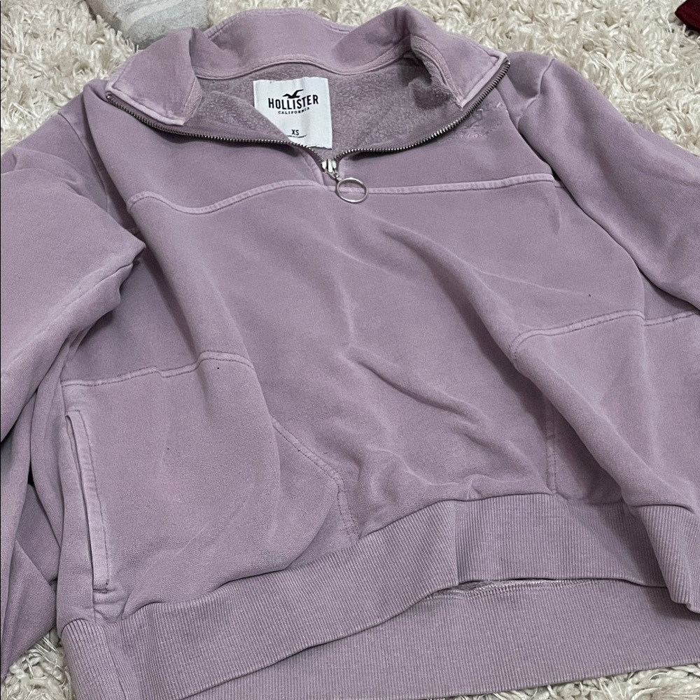 Hollister Women's Lavender Zip-Up Sweater